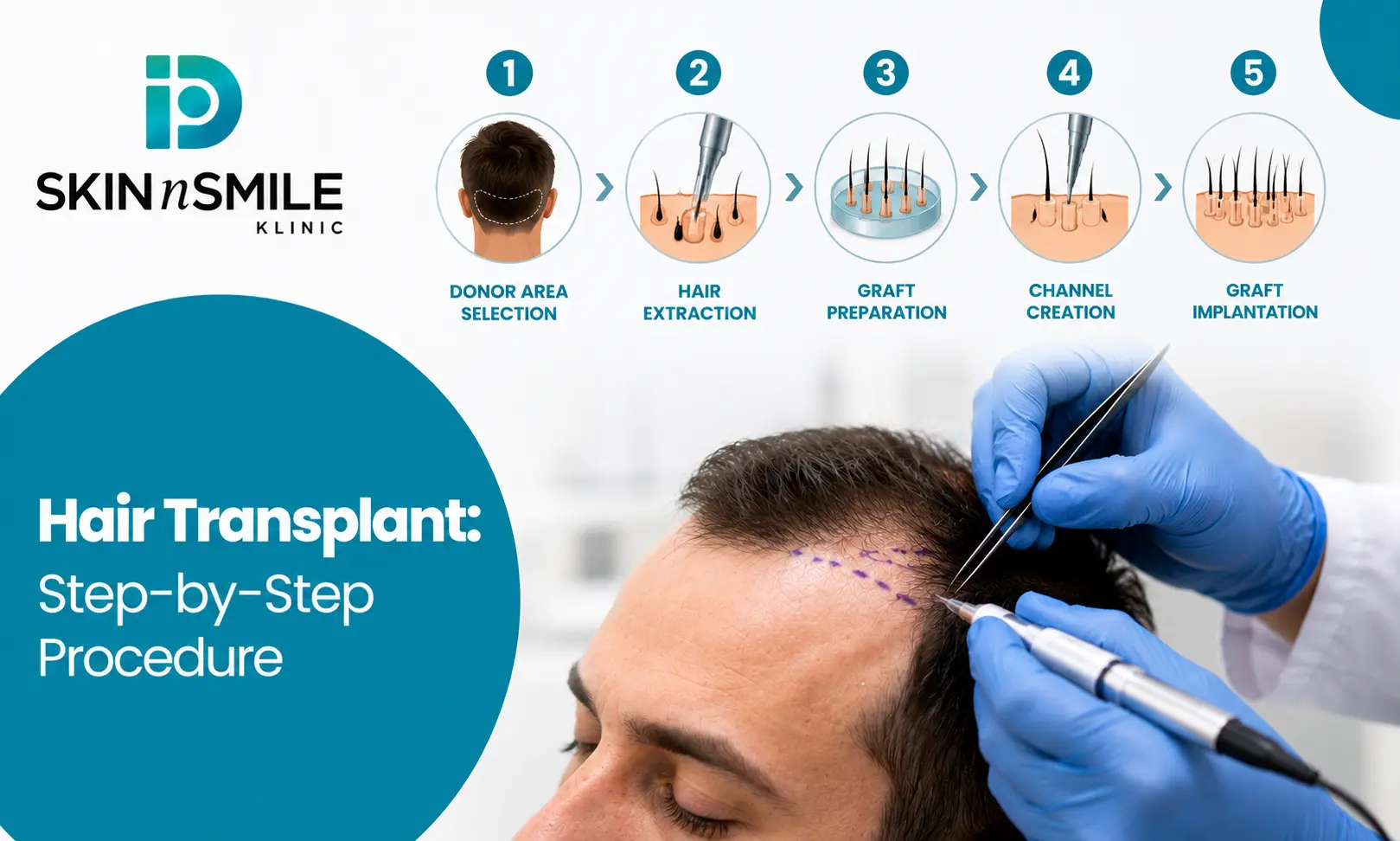 Hair transplant step by step procedure